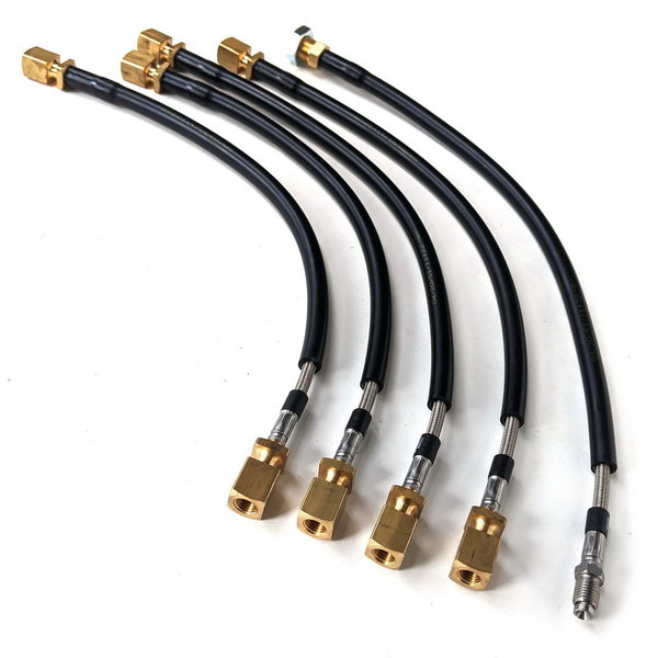 Steel braided brake lines, w square ends, road legal - Fulvia 2nd series