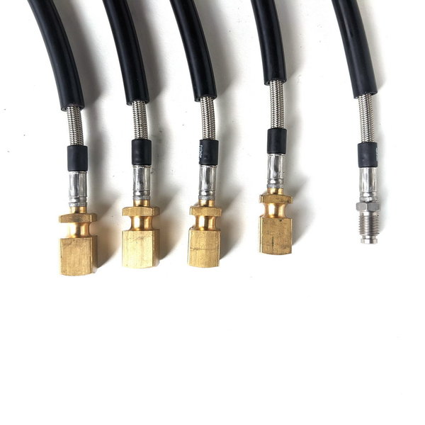 Steel braided brake lines, w square ends, road legal - Fulvia 2nd series